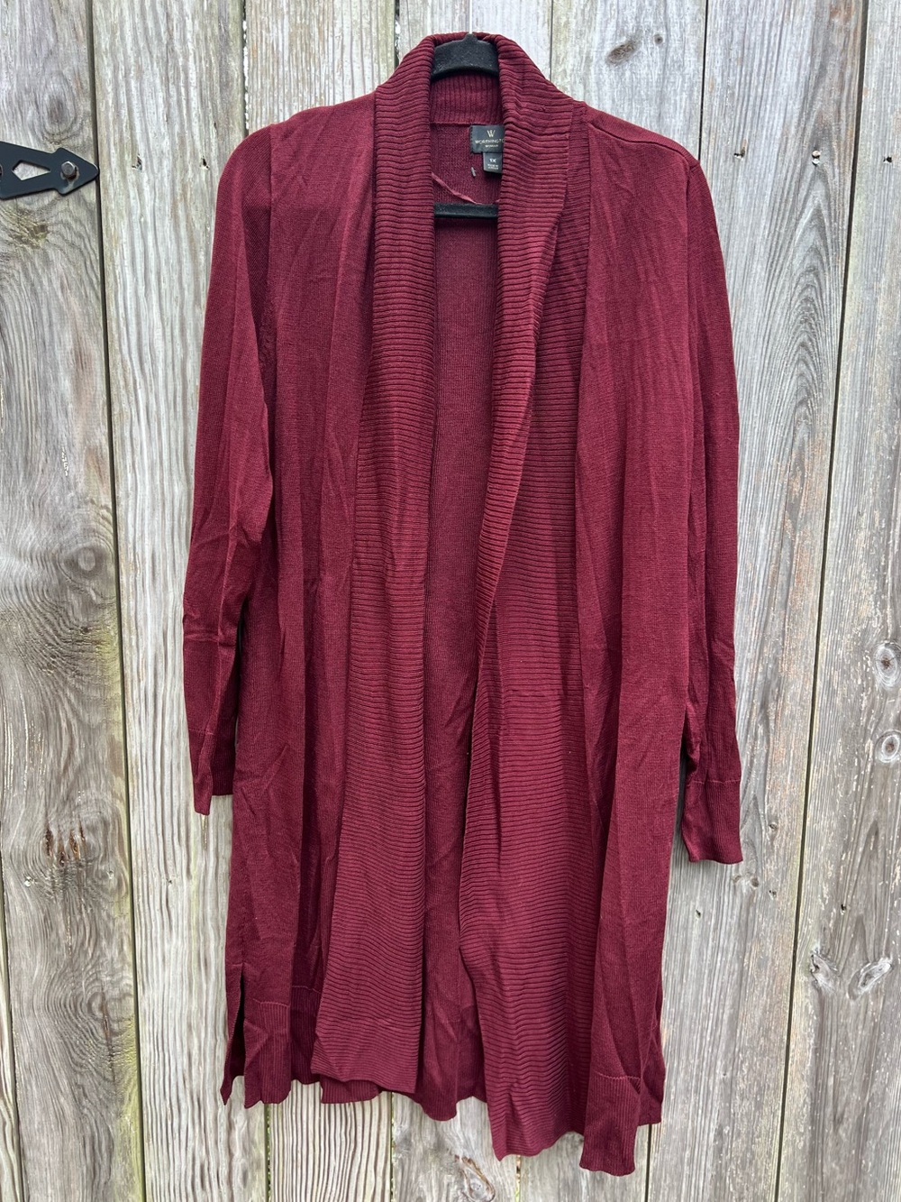 Worthington Woman Burgundy Long Open Front Cardigan Sweater Women’s 1X